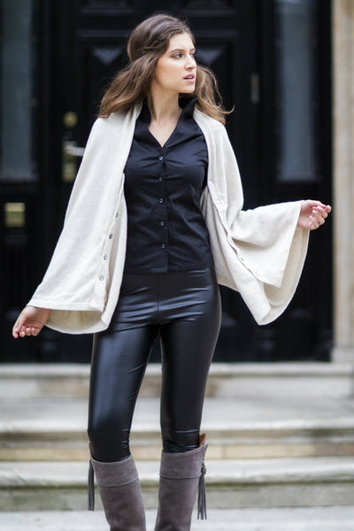 Cream cashmere & merino wool poncho