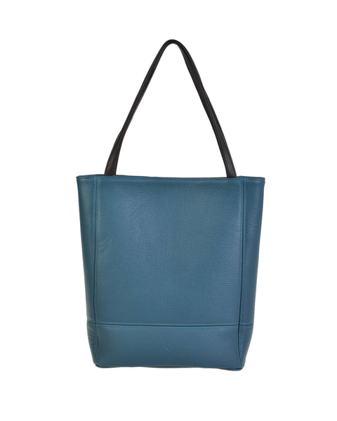 leather tote bag-royal blue