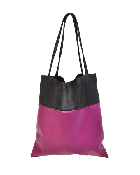 Luxe Leather Tote Bag-Black Suede