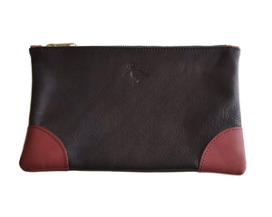 Thistle Leather Pouch Heather Edging-Woodcock & Cavendish