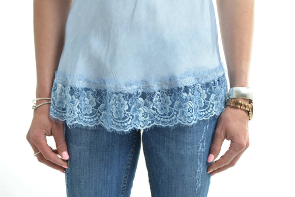 Mohair Fine Knit Azure Blue Jumper V Neck