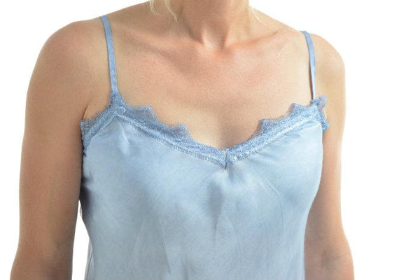 Mohair Fine Knit Azure Blue Jumper V Neck