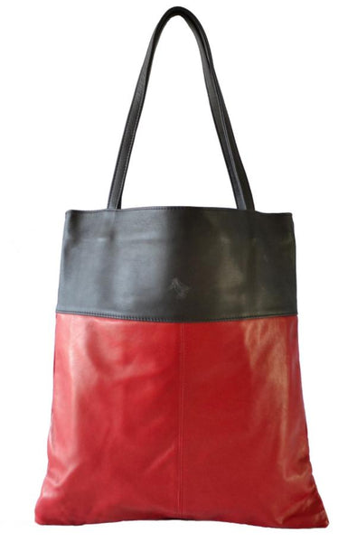 Luxe Leather Tote Bag-Red