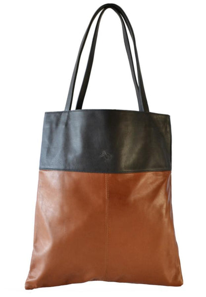 Luxe Leather Tote Bag-Black Suede